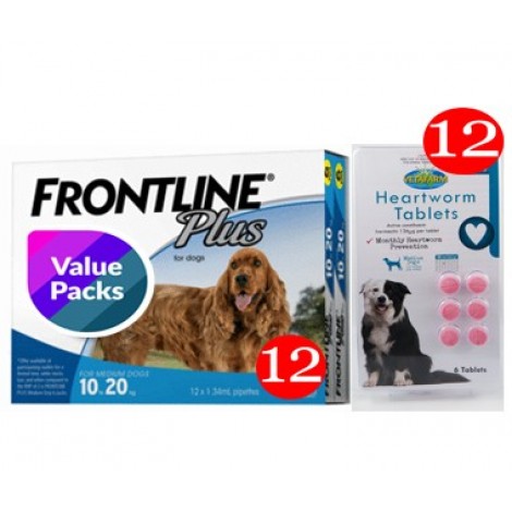 Flea, Tick & Heartworm Medium - 12 month supply