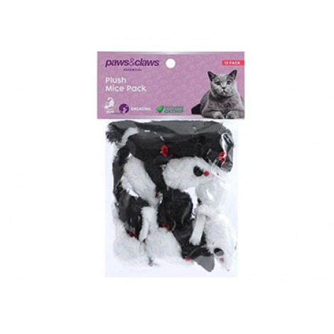 **Paws & Claws Toy Plush Mice Cat Toy 12pcs