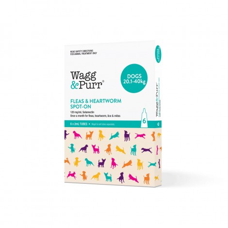 Wagg & Purr Fleas and Heartworm  for Dogs (Teal) 20.1-40kg (44-88lbs)