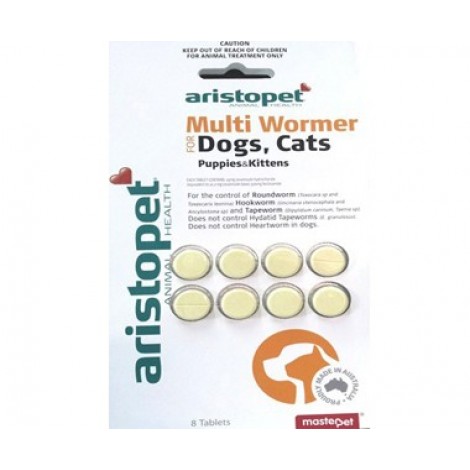 Aristopet Multi Wormer for Dogs & Cats 5kgs (11lbs) 8 Tablet Pack