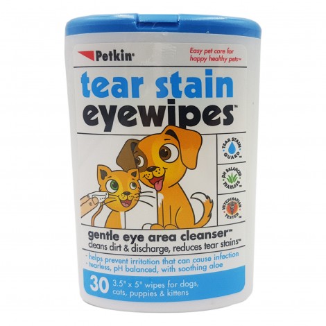 Petkin Tear Stain Gentle Eye Wipes For Dogs And Cats 30 Pack