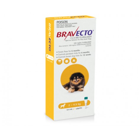 Bravecto Spot On Very Small Dogs Yellow