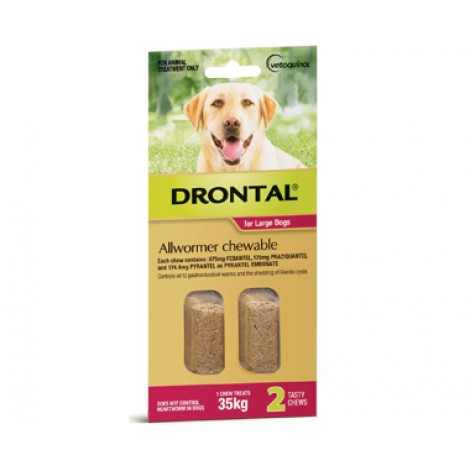 Drontal Allwormer Chewable 35kg (77lbs) - 2 chews
