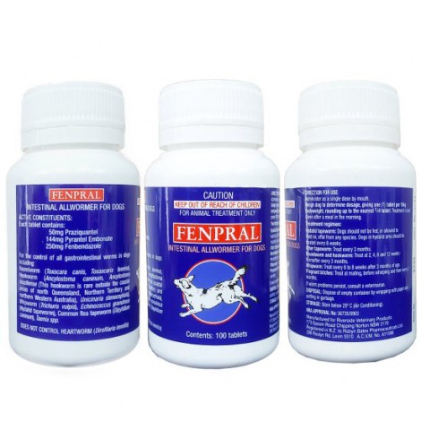 Fenpral Dog Allwormer 10kgs (22lbs) 100 Tablet Pack