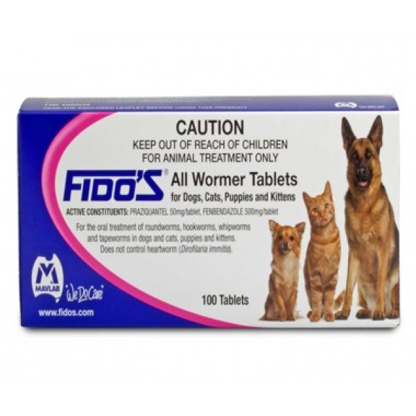 Fido's all Wormer Tablets Dogs, Cats 
