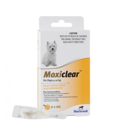 Moxiclear for Dogs 4-10kg Yellow 6 Vials