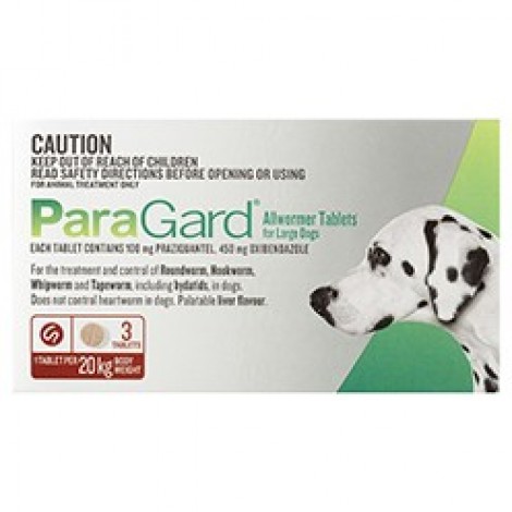Paragard Allwormer for Large Dogs Up to 20kg - 3 Tablets