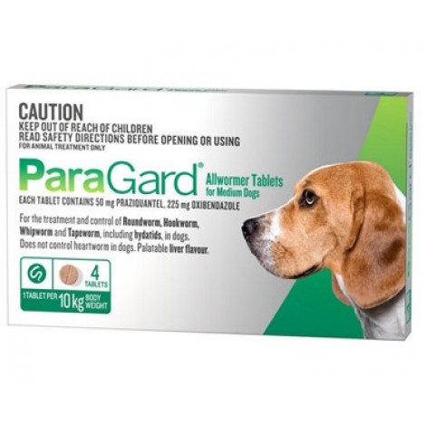 Paragard Allwormer for Medium Dogs Up to 10kg - 4 Tablets