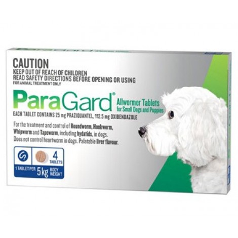 Paragard Allwormer for Small Dogs & Puppies 5kg- 4 Tablets