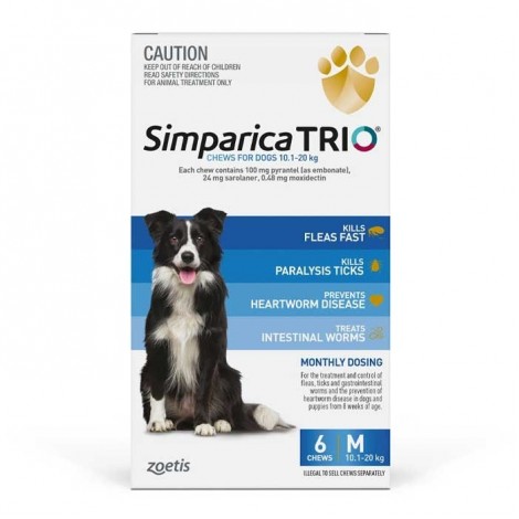 **Simparica Trio 10.1-20kg (22-44 lb) Blue 3 pack