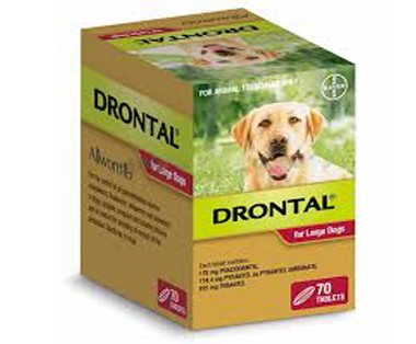 Drontal for large dogs 70 x 35 kg (70 x 77 lbs) tablets